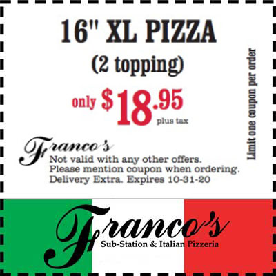 Coupons - Franco's Italian Pizzeria